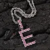 Kedjor Uwin Pink Stones Tennis Inledande bokstaven för kvinnor kubik zirkon charms isped ut guld silver färg mode smycken smycken