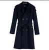 Herrgravrockar Fashion Casual Woolen Coat Män dubbelbröst överrock Mens Cashmere Casaco Masculino Inverno Erkek England