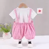 Ensembles de vêtements pour bébés filles, vêtements pour bébés, couleur unie, T-shirts à manches courtes, salopette, Shorts, tenues pour enfants en bas âge