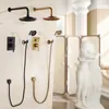 Bathroom Shower Sets Vintage Black Head Set Mixer Wall-mounted Brass Bathtub Faucet Round System Rain Faucets