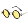 Lunettes de soleil 2022 métal Punk rond rétro pour hommes femmes Ultra petit cadre Hip Hop Style Ins mode lunettes