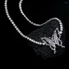 Pendant Necklaces MENGJIQIAO Korean Fashion Design Purple Rhinestone Butterfly Necklace For Women Luxury Crystal Choker Party Jewelry