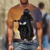 Herr t-skjortor kanchiii sommar coola motorcykel racer t-shirt 3d-tryckt topp o krage skjorta gata casual short hylsa överdimensionerad