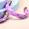 Hoop Earrings Bohemian Twist Circle Handmade PU Leather Round Statement For Women Girls Vintage Jewelry