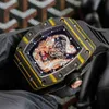 الساعات الفائقة متعددة الوظائف ساعات Wristwatch Designer Richa Milles Carbon Fiber Dragon Tiger Wine Barrel Mens Automatic Mechanical Watch Hol