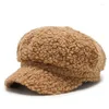 Ball Caps 573B Lamb Wool Beret Retro Leisure Artist Octagonal Hat Winter voor festivalvakantie