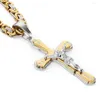 Pendant Necklaces Stainless Steel Catholic Crucifix Cross Necklace Long Rock Neckless Men Jewelry Gift Heavy Chain