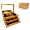 Jewelry Pouches Luxury Wood Storage Box Organizer For Girl Vintage Multi Layer Case With Lock Gift Ideas