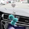 Interior Decorations Bling Diamond Crystal Hairball Car Pendant Accessory For Girl Rearview Mirror Hanging Decoration Decor Toy Ornament