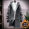 Hommes Trench Coats 2022 Hommes # 39; s Veste Impression Style Chinois À Capuche Casual Shopping Mode Plus Velours Long Pardessus Hommes