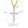 Pendant Necklaces Cross With Rhinestone Crystals Necklace Men Neck Chain Jewelry Gift Christian Chains Titanium Stainless Steel