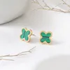 Women Leaf Studs 18K Rose Gold Plated Titanium Steel Earrings Fashion Design Shell Flower Jewelry Gifts Black Green White Red Leav7167140