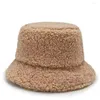 Basker Autumn and Winter Lamb Hair Fashion Basin Cap Men Women All-Match Teddy Cashmere Fisherman Hat