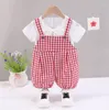 Ensembles de vêtements pour bébés filles, vêtements pour bébés, couleur unie, T-shirts à manches courtes, salopette, Shorts, tenues pour enfants en bas âge