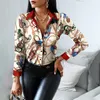 Dames blouses dames herfst blouse shirt kantoor dame lange mouw turn down kraag casual shirts 2022 elegante mode patchwork knop