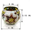 Świecane uchwyty Mosaic Glass Candlestick Wedding Dekoracja Świąteczna Lampa urodzinowa Złote Płatki śniegu