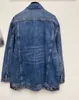 Jackets femininas 693998 Mulheres jeans jeawing casaco de luxo feminino jeans jaqueta de botão de metal de metal de jeans de jeans azul solto solto 220930