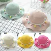 Sombreros de verano para niños, sombrero de paja tejido, bolso de hombro, conjunto para niños, borla, pompón, princesa, niñas, protección solar, playa, encaje, ala ancha, gorras para el sol