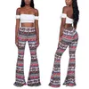 Women s Pants s Summer Women High Waist Stretch Print Trousers Wide Leg Loose Fitting Sexy Flared Bottom Casual Leggings 220930