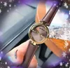 mode populaire femmes abeille G forme montre Cystal Dames Rose Or Argent Cristal Miroir Quartz table noble élégant en cuir véritable ceinture horloge montres