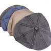 Berets Octagonal Cap Женский хлопковый синий пик пики ретро -художник Шляпа мужская в стиле колледжа в стиле Sboy Sboy