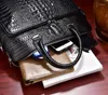 Briefcases Luxury Cow Genuine Leather Business Men's Briefcase Male Shoulder Bag Men Messenger Alligator Tote Computer