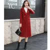 Women's Fur Gold Velvet Coat Female 2022 Winter Coats Women's Suit Collar Slim Thick Warm Long Overcoat