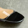 Sandálias fêmeas de verão feminino de plástico de tamanho grande sapatos de cristal de 5 cm de calcanhar médio fivela de fivela romana