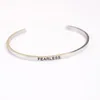 Bangle roestvrij staal gegraveerd positief inspirerend citaat Open manchet mantraarmband voor vrouwelijke geschenken