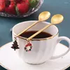 Decorações de Natal 4pcs/Set Navidad 2023 Ano para decoração de mesa em casa Pingente de elk árvore de elk Spoon Noel