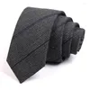 Bow Ties Gentlemen Luxury Tie Brand 6CM Grey Striped High Quality Fashion Formal Neck For Men Business Suit Work Necktie