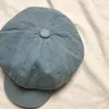 Boinas Foux Sboy Caps Mujer Casual Denim Pure Retro Make Old Casquette Octagonal Baker Boy Painter Hat Estilo japonés ajustable