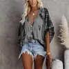 Blouses voor dames oversized losse halve mouw printen casual vrouwen shirts zomer zomerse borsten batwing chiffon fashion tops