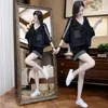 Tracks Tracksuits pour femmes Leisure Fashion grande taille Slim Show High Waited Foreign Corée Shorts deux pièces Femmes 2022