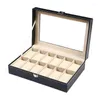 Mira las cajas Case 12 Box de tragamonedas Organizador de cuero para hombres y mujeres regalos