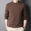 メンズTシャツソリッドカラー長袖メンズTシャツ高品質ハーフタートルネックカジュアルマレスプリング秋のシンプルマンTシャツ3xl