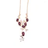 Kettingen Natuurlijke Rode Granaat Edelsteen Ketting S925 Zilveren Edelsteen Mode Bloem Tak Grace Vrouw Gift Bruiloft Sieraden