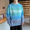 Men's Sweaters Men's Sweater Crew Neck Pullover Bottoming Shirt Gradient Striped Colorblock Knit Top