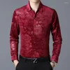 Męskie koszule 2022 Autumn Spring Men Golden Silk Velvet Man Long Rleeve Floral Velor Shirt