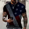 Men's T Shirts Summer Casual Men's European And American Flag Style 3D Printed T-shirt Street Fashion Short Sleeve Shirt Large