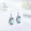 Dangle Earrings Vintage Aquamarine Hook Real Silver 925 Earring For Women Anniversary Party Banquet Luxury Fine Jewelry