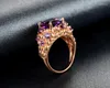 Anneaux de mariage Hainon mode luxe or Rose couleur bague bijoux de fiançailles pour les femmes gros violet cubique zircone cadeaux