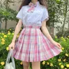 Ensembles de vêtements robes d'école Jk uniforme filles chemise blanche jupe rose cravate à manches courtes marine costume de marin Anime forme haute XL