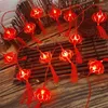 Strings 1,5m 10 LIGHT RED RED LANTERN LANTERN LANTILD LED LUZES DE CANTAS Ano 2022 Noite Decoração de Natal de Casamento