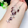 Kettingen Natuurlijke Rode Granaat Edelsteen Ketting S925 Zilveren Edelsteen Mode Bloem Tak Grace Vrouw Gift Bruiloft Sieraden