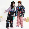 Skiing Jackets Children One-Piece Ski Pants Overalls Girls Boys Windproof Waterproof Outdoor Snowboard Kids Suit Winter Clothing