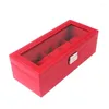 Смотреть коробки высококачественных открытых оконных коробок PU 5 Слоты коричневые украшения для хранения для мужских часов Caja Para