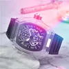 Mens Top Brand 43MM Reloj Diseñador a prueba de agua Japón Movimiento de cuarzo Reloj Cronógrafo Correa de goma Capa luminosa Estilo deportivo Calendario Regalos Relojes de pulsera