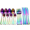 Dinnerware Sets Tablewellware Golden Cutlery Fork Spoon Knife Set Tableware Stainless Steel Gold And