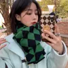 Scarves Green Diamond Plaid Scarf for Female Winter Wool Knitted Womens Thicken Cashmere Pashmina Shawl foulard femme 220930